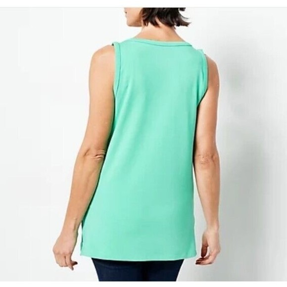 Susan Graver Weekend Essentials Tunic ~ sz L Tank Comfy Cotton Coral A479155 - Picture 4 of 4